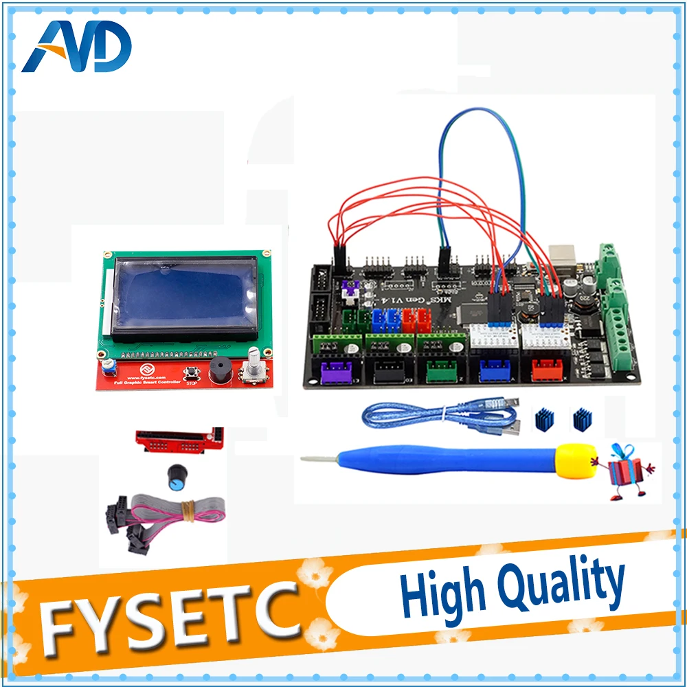

2PCS TMC2130 V1.1 SPI Silent Driver + Gen V1.4 3D Printer 4 Layers PCB Controller Board + 12864 Graphic LCD Set