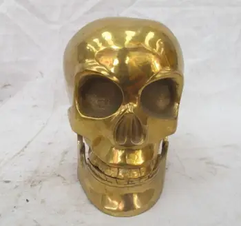 

China Tibet Copper brass Buddhist ritual utensils Skull Heads Art Statue