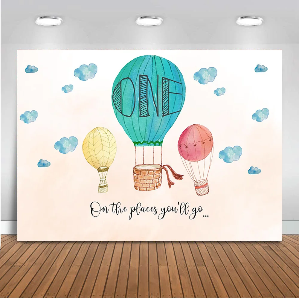 

Wild One Backdrop for Photography Newborn Baby Shower Background for Photo Studio Hot Air Balloon Backdrops First Birthday 561