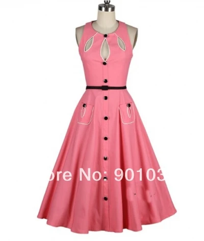 Free Shipping British Retro Swing font b Tartan b font Dress Pink Vintage 50s Rockabilly Dress