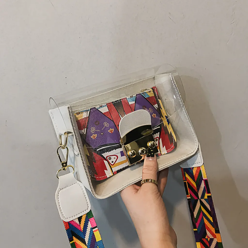 

2019 New Women's Handbag Wild Messenger Bag femme Transparent Bag Jelly Shoulder Bags
