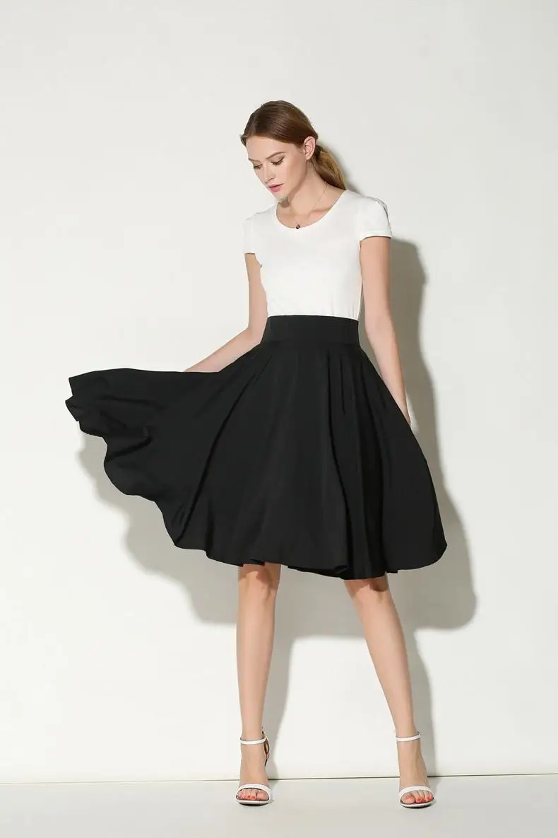 High Waist Petticoat Knee Length Vintage Skater Skirt