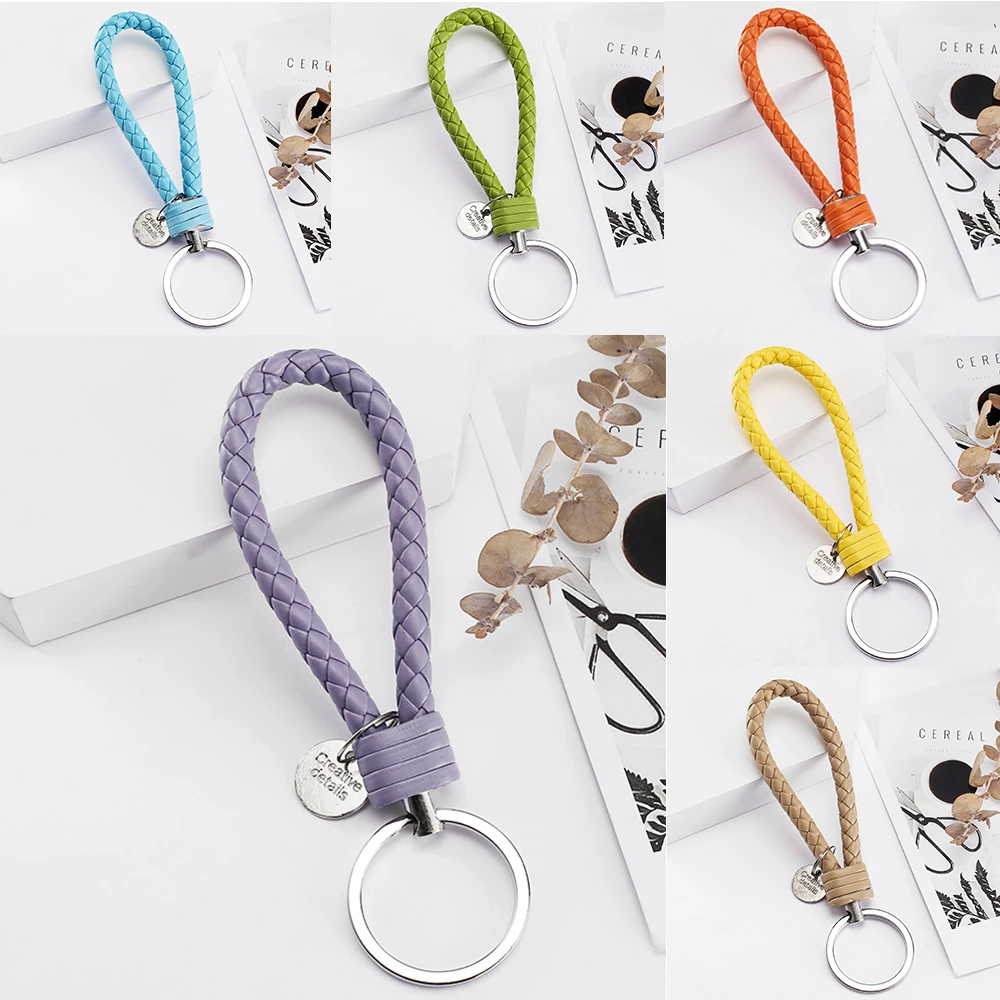 

Vicney 33 Colors PU Leather Braided Woven Rope bts keychain DIY bag Pendant Key Chain Holder Car Keyrings Men Women Keychain