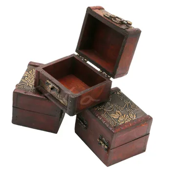 

1Pc Vintage Jewelry Necklace Bracelet Storage Organizer Wooden Case Gift Box