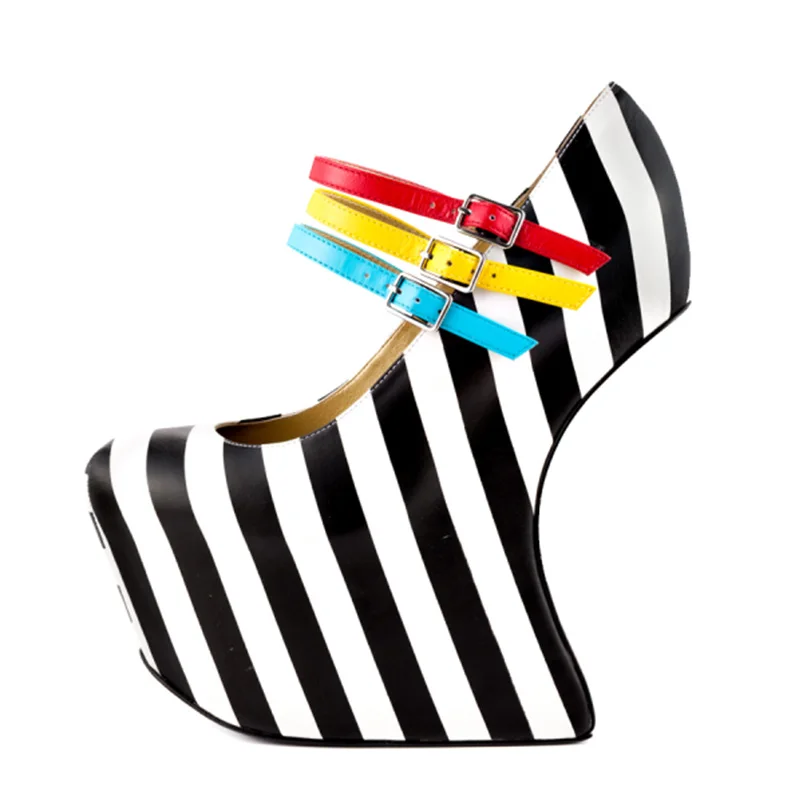 Женские туфли-лодочки в стиле Мэри Джейн женские туфли для танцев на очень высоком каблуке и платформе необычного стиля вечерние туфли под зебру, новинка, 18-20 см, размер 45, 44