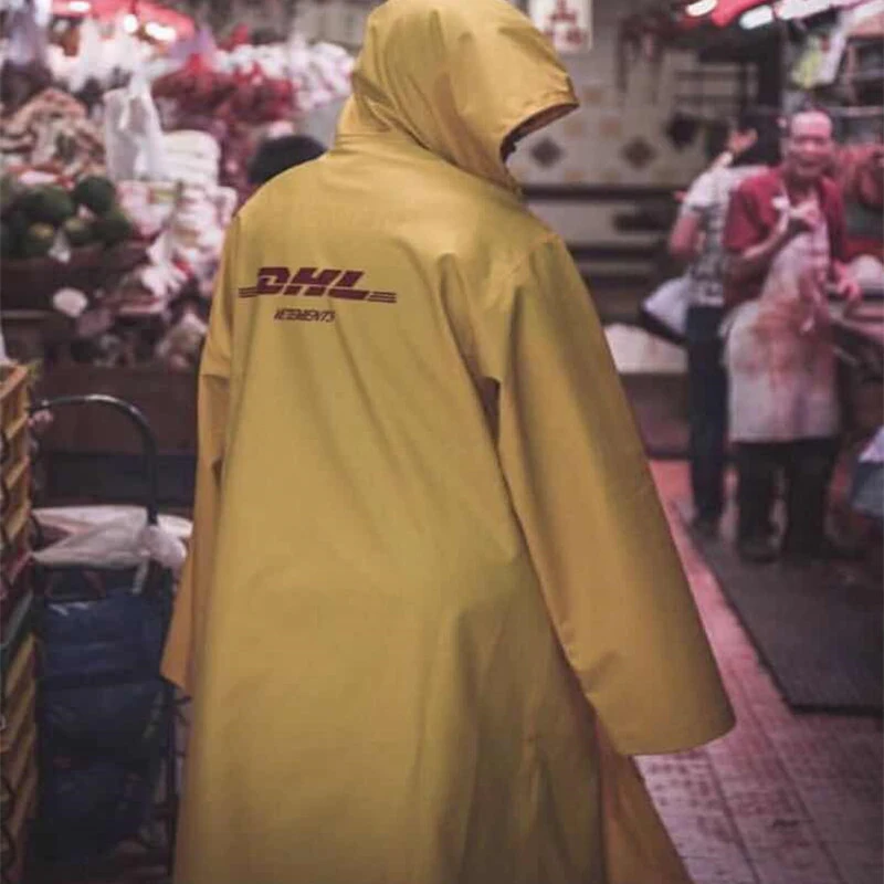 Дождевой сезон Vetements желтый Дождевик куртка Мужская Женская Высококачественная