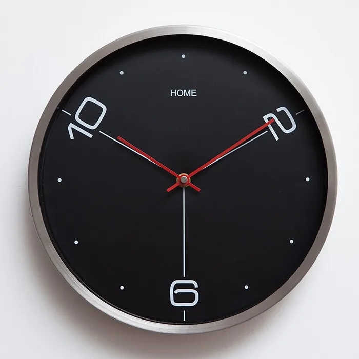 

12" brush stainless steel mute quartz wall clock Modern brief mute clock Home decoration