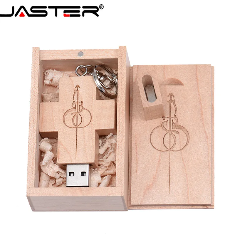 JASTER креативный usb-накопитель в виде деревянного Креста 2,0 флеш-накопитель 4 ГБ 8 ГБ 16 ГБ 32 ГБ 64 ГБ USB флэш-накопитель USB+ коробка(более 10 шт. бесплатный логотип