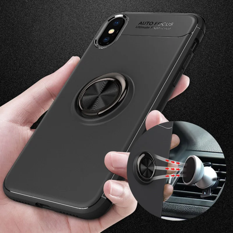Case for iPhone XR XS 5 6 7 8 X TPU Hidden Magnetic Kickstand with Car Magnet Plus MAX Cover |