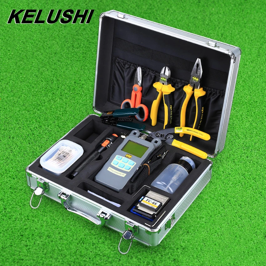 baratas KELUSHI 24 No Kit de Ferramentas De Fibra Óptica FTTH Fiber Cleaver FC 6S 1 10 mw Visual Fault Locator Power Meter Óptico descascamento Ferramenta de Teste