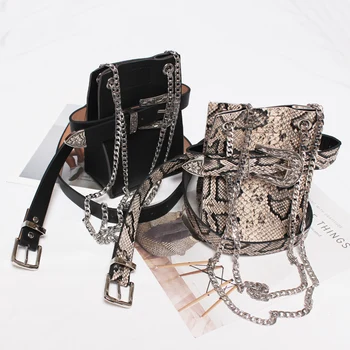 

Waist Bag Women Fashion Chain Waist Pack Serpentine Belt Bag Ladies Flower Carving Buckle Fanny Pack Hot Phone Coin Purse Female