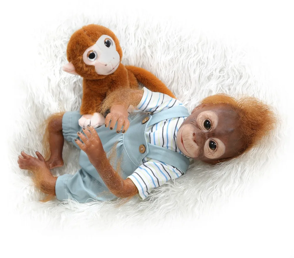 NPK 21 дюймов 52 см ручная работа детальная краска Reborn Baby Monkey Мягкая силиконовая виниловая Гибкая кукла для новорожденных Коллекционная Художественная кукла