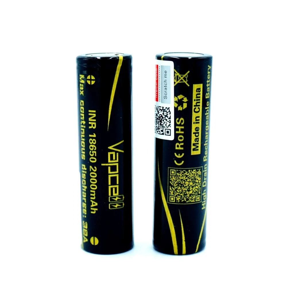 2 шт. VAPCELL 18650 2000 мАч 3 7 в перезаряжаемая литиевая батарея высокой мощности