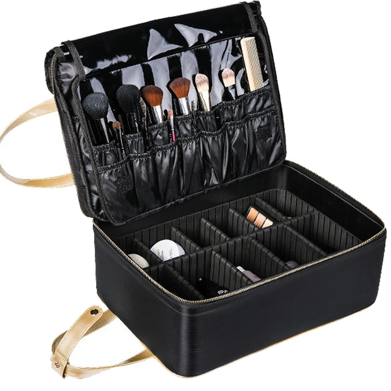 

New arrival Large multi-story professional make up package bag pattern semi-permanent tool box big cosmetic case comestic bag