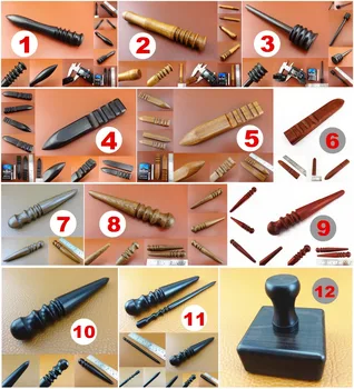 

12kind Leather Craft Multi Size Folder Edge Slicker Burnisher Polished Skirt Chaser Tool - Chisel Punch Cutter Knife Edger Creas