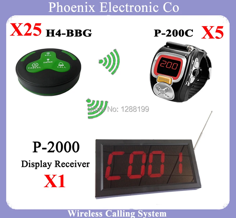 

Wireless Calling System Restaurant consist of Wireless Led Number Display and Pager Watch and Waitress Bell