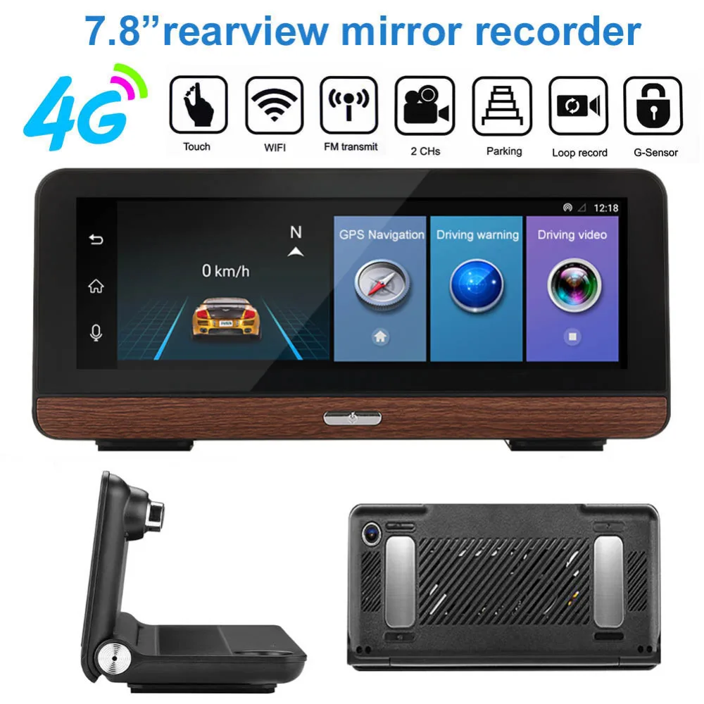 Beste VODOOL 7.84in Touchscreen Dual Lens ADAS Auto DVR 4G WiFi Video Recorder Dash Cam GPS ROM 16 GB Auto Dash Camera