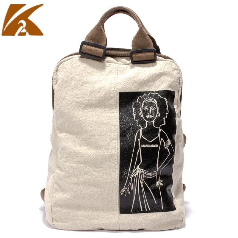 

KVKY Women Cotton Backpack Print Casual School Bags for Teenagers Girls Backpacks Korean Preppy Style Rucksack Mochilas Feminina