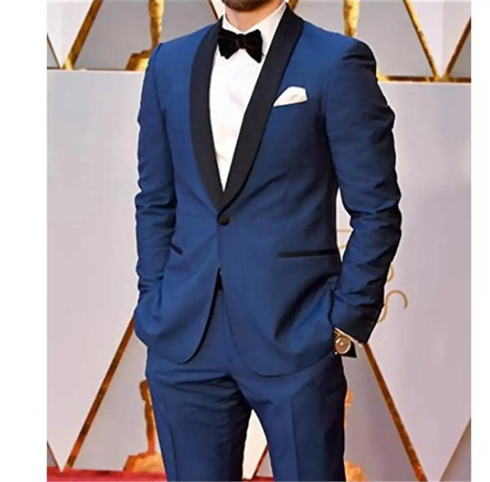 Navy Men Suit 2019 Wedding Suits For Men Shawl Collar 2 Pieces Slim Fit Suit Mens Tuxedo Custom Made Navy Men Suit 2019 Wedding Suits For Men Shawl Collar 2 Pieces Slim Fit Suit Mens Tuxedo Custom Made