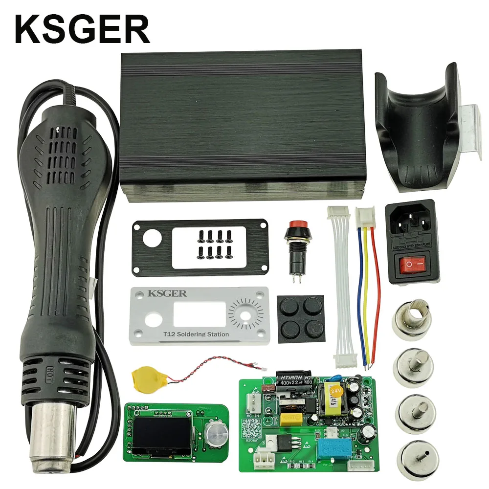 

KSGER Hot Air Gun SMD OLED Controller DIY Kits Rewrok Desoldering Soldering Station 700W Nozzles Welding Electric Dryer Tools