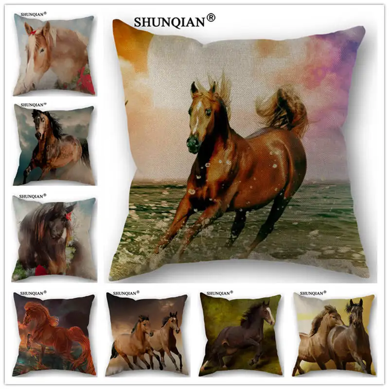 Buy WZ4151 Handsome horse pillowcase Cotton Linen
