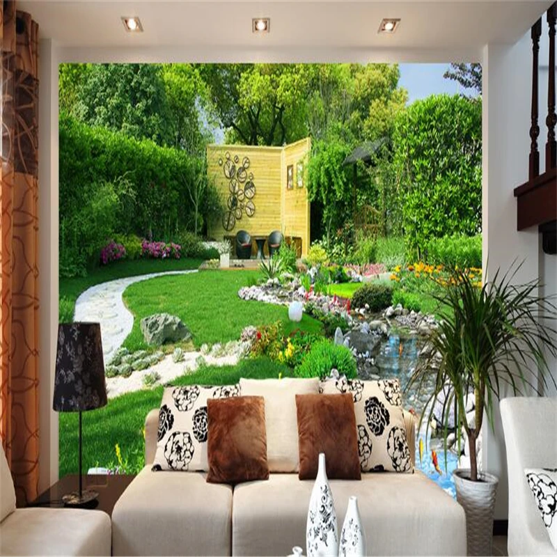 3d custom photo wallpaper wall murals wall stickers Garden river landscape landscape background wall background painting tapety