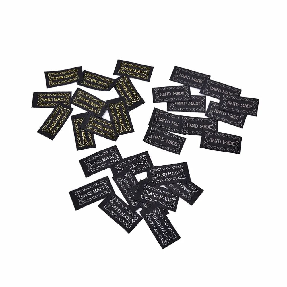 3 цвета 3 см x 1,5 см 20 шт. черная ручная работа буквы хлопчатобумажная ткань этикетки Швейные аксессуары хлопковые бирки для одежды