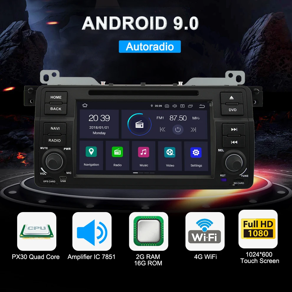 Clearance AUTOTOP 7" Android 9.0 Car Multimedia Player For BMW E46 M3 Rover 75 Coupe 318/320/325/330/335 1998-2006 Car DVD GPS Navigation 0