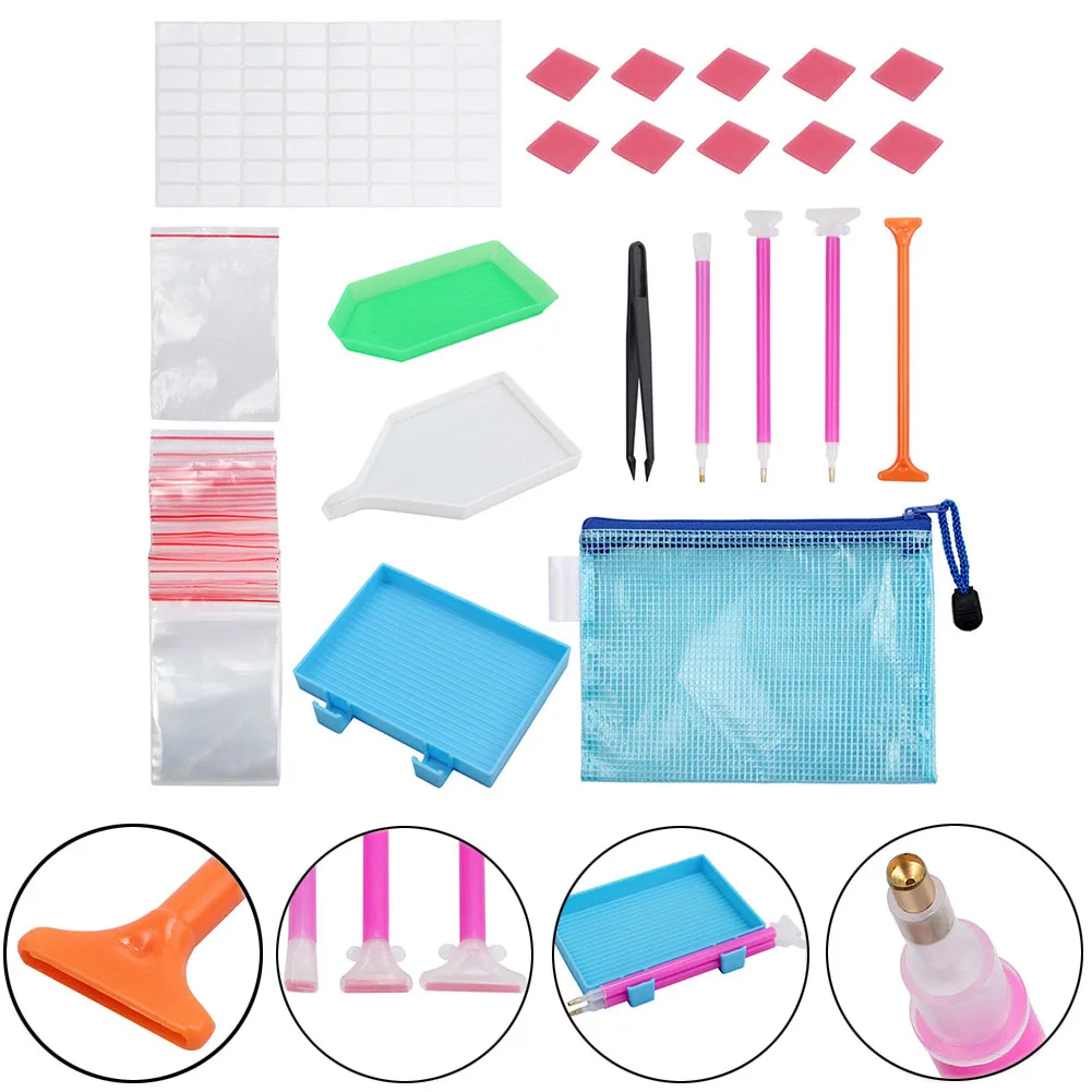 

70 Pcs Diamond Painting Tools Set Sticky Pen Tweezer Plate Glue Bags DIY Painting Craft Accessories CLH@8