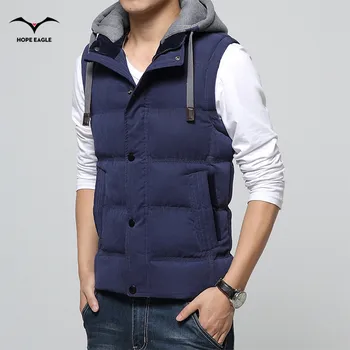 

2019 Men's Vest men Thicken Waistcoat Mens Jacket Sleeveless veste homme Winter Fashion Casual Coats Male Hooded Cotton-Padded