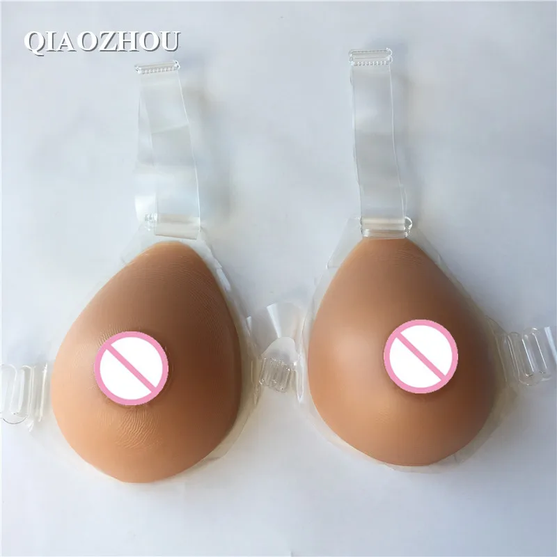 

600 g B cup boobs realistic shemale fake silicone breast form with straps teardrop cosplay drag queen