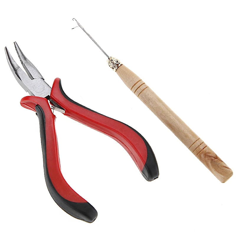 Pro Salon Feather Hair Extension Tools Curved Pliers Hook Needle