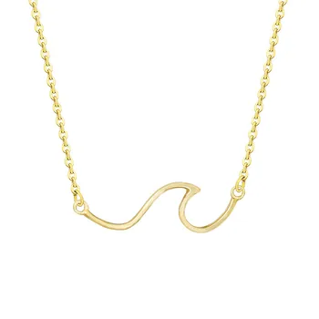 

Simple Wave Pendants Necklaces Women's Fashion Minimalism Jewelry Stainless Steel Beach Party Gift Necklace Collier Bijoux Femme
