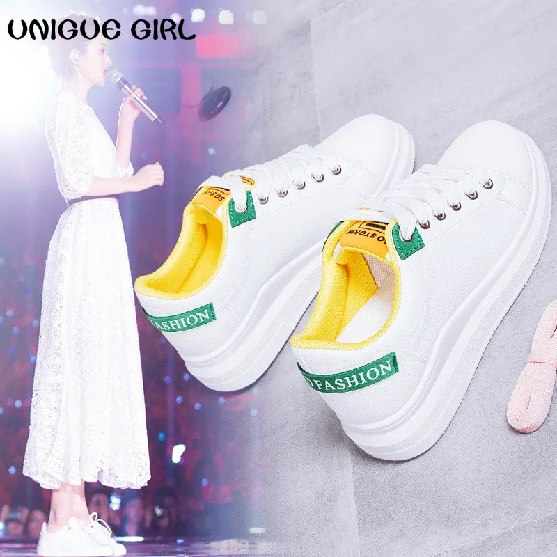 

Women Casual Shoes 2019 Spring New Sneakers Soft Comfortable Women Shoes Fashion Lace-Up Lady Flats Platform Female Shoes