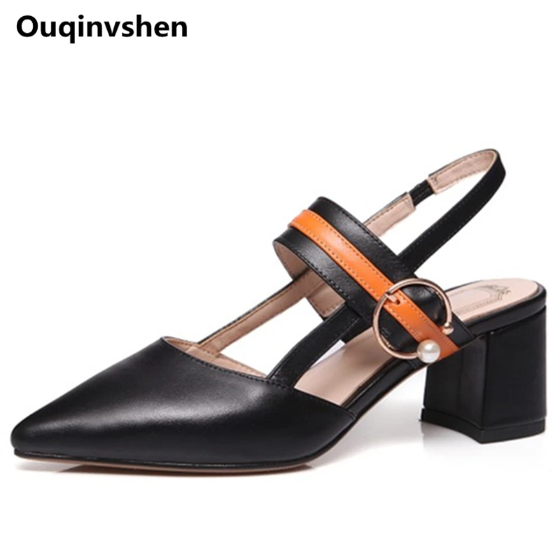 

Ouqinvshen Pointed Toe Summer Sandals Mixed Colors Plus Size 34-43 Party Concise Fashion Ladies Shoes Shoes Buckle Strap Sandals
