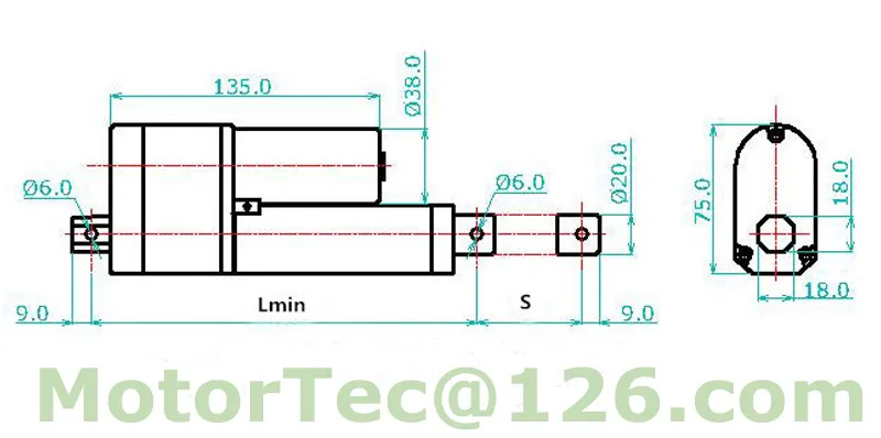 linear actuator with potentiometer drawing