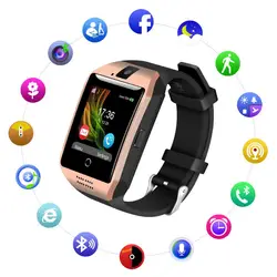 Bluetooth Smart часы Сенсорный экран Q18 SmartWatch С Камера SIM карты памяти слот шагомер Sleep Monitor для Android IOS Телефон