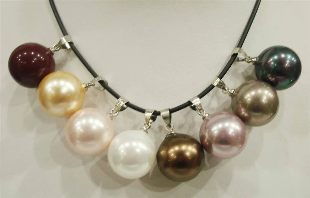 

FREE SHIPPING>>>@@ New 8 Entries Beautiful shell Pearl Pendant Necklace 14mm AAA+