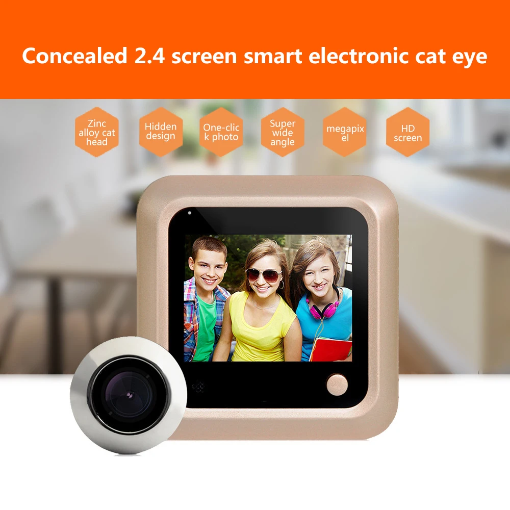 X5 2,4 дюймовый дверной звонок HD видео-глаз Скрытый беспроводной дверной звонок умный электронный кабель кошачий глаз безопасности дверной Звонок 145 градусов