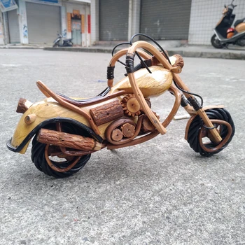 

Rattan motorcycle Decoration solid wood motorcycle Decoration Thailand handicrafts desk decoration vintage home decor(A359)