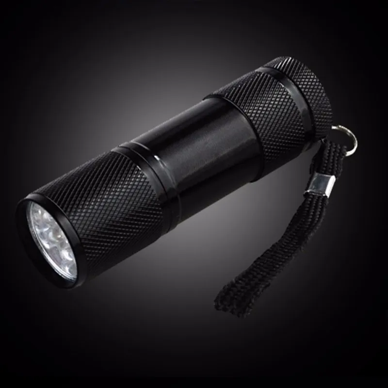 УФ-мини-фонарик светодиодный фонарик 395nm blacklight волны фиолетовый свет УФ 9 светодиодной вспышкой Torcia Linterna алюминия лампы