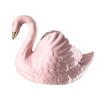 

GIEMZA Ceramic Small Swan Shape Flower Vase Into The Wedding 17.5cm(6.9") No Plants Moving Gift Chic Beautiful Decoration