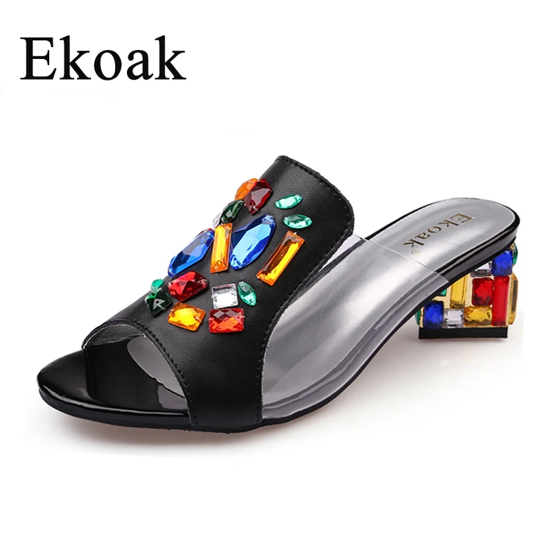Acheter Ekoak Nouvelles femmes de Hauts Talons strass Véritable cuir Sandales parti chaussures de mariage de mode dames femmes robe chaussures femme