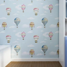 Защита окружающей среды дети нетканые обои мультфильм спальня обои мальчик голубое небо белое облако воздушный шар