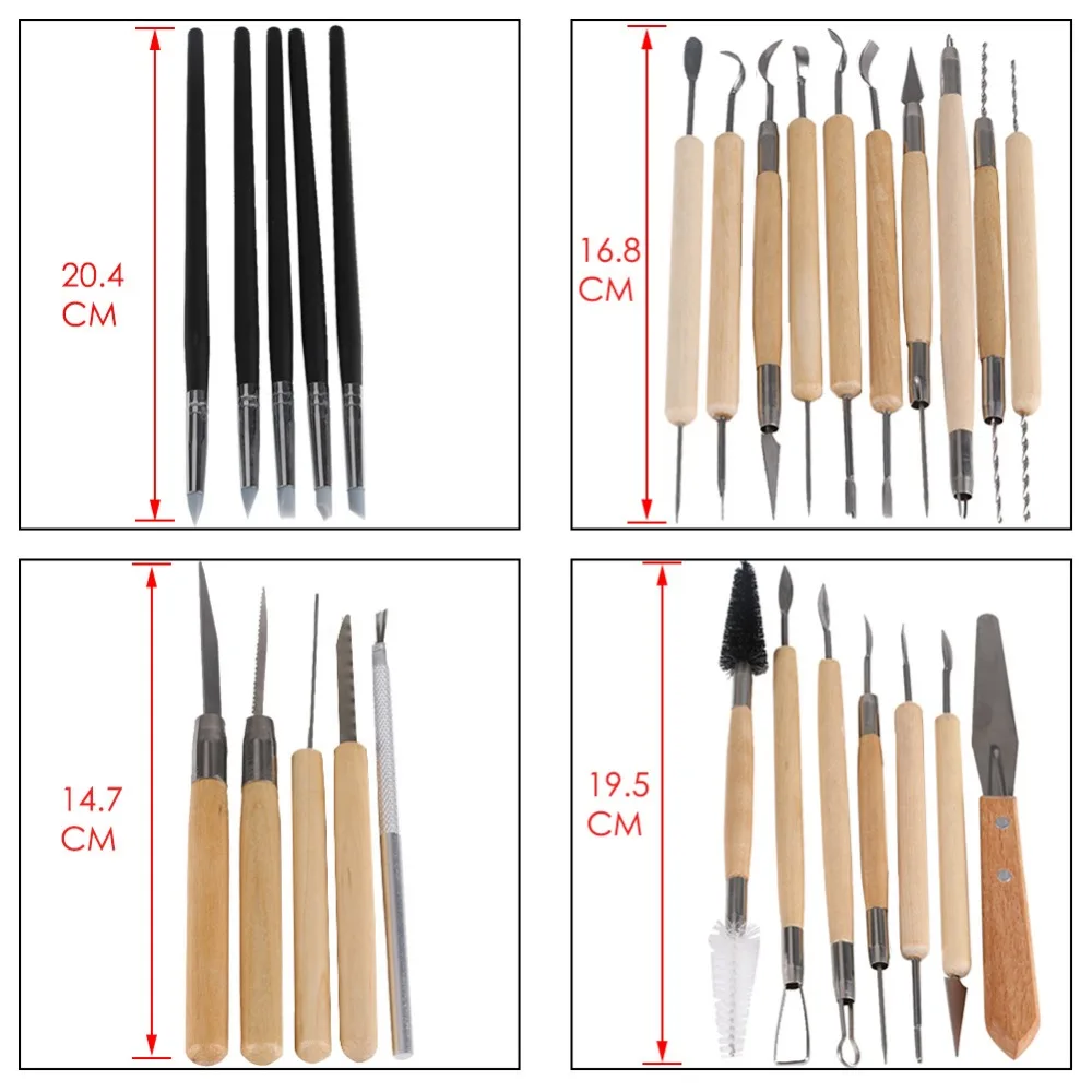 Pottery Clay Sculpting Tools, 22Pcs Wooden Handle Pottery Carving Tools &  Metal Scraper & Plastic Clay Shaping Tools - AliExpress