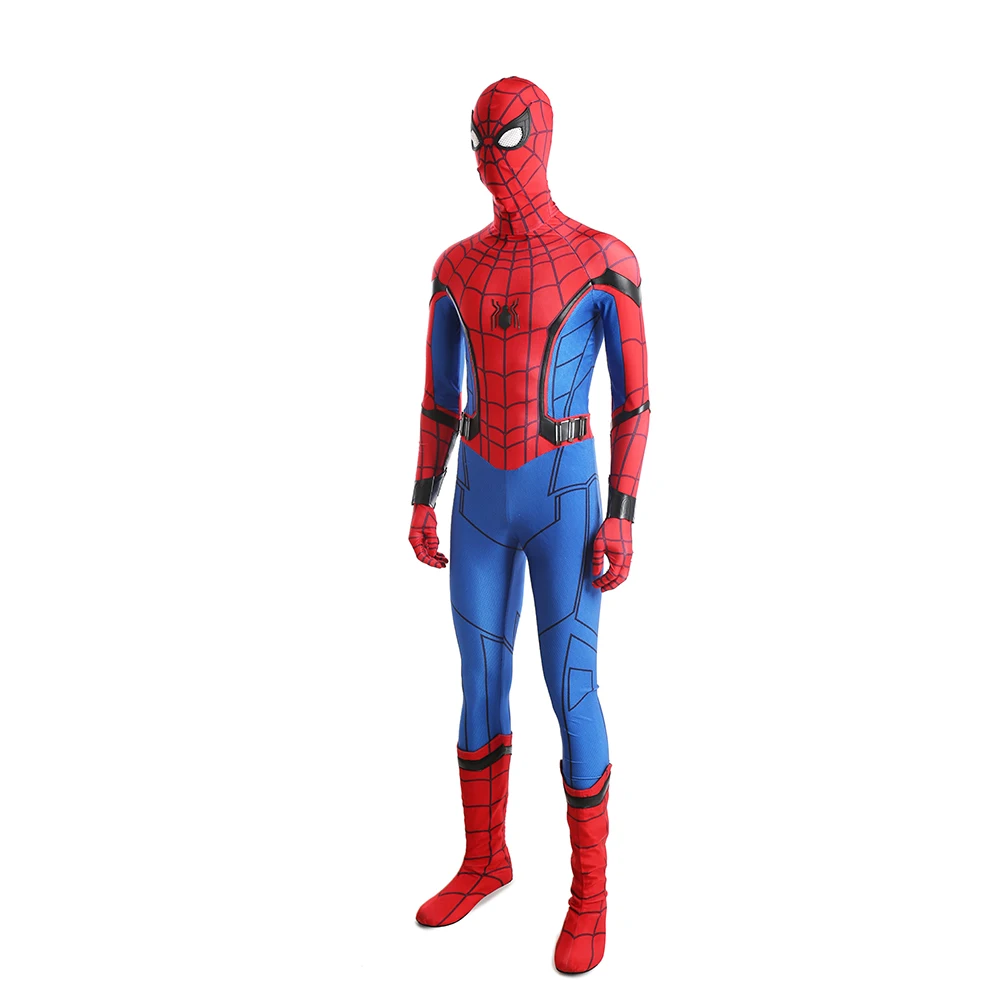 Film Spider Man Homecoming Super Heros Spiderman Cosplay Costume Rouge Bleu Couleur Halloween Partie Pour Hommes Taille Peut Etre Personnalise Aliexpress