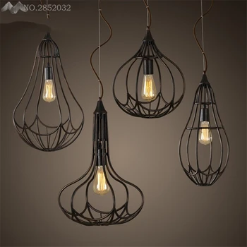 

American industrial rerto cage pendant lamps iron pendant lights for living room bedroom cafe bar kitchen home lighting fixtures