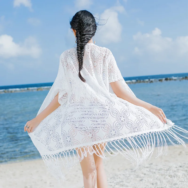 NIUMO Women 2018 New summer white Long section Lace tassel Loose Sun