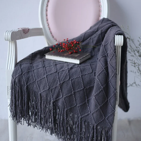 Роскошные домашние декоративные одеяла, супер мягкие теплые вязаные одеяла, декоративные одеяла для дивана, стула, размер 50x60 дюймов - Цвет: grey