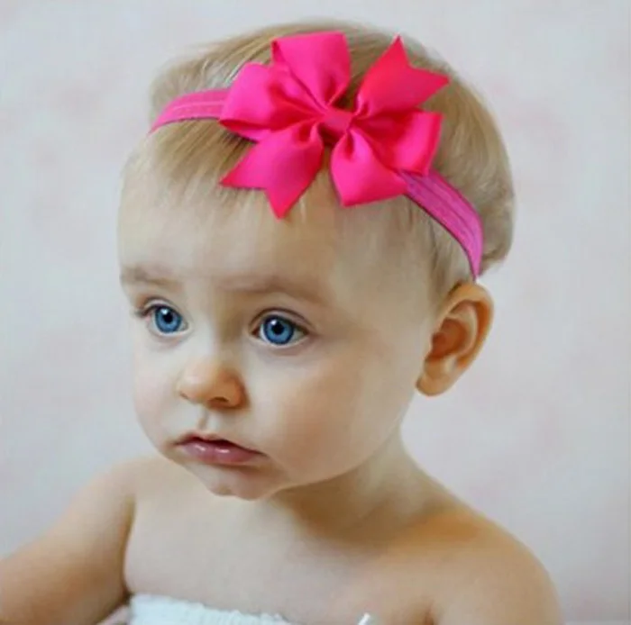 1pcs 3.2 inch Baby Girl Ribbon Hair Bows Headbands Artificial Toddler